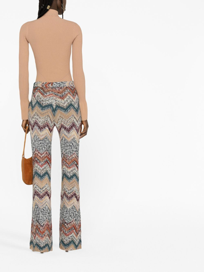 Shop Missoni Zigzag-pattern Knitted Trousers In Neutrals