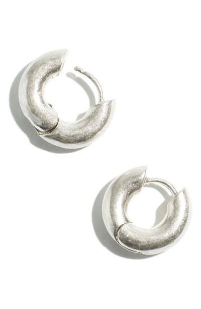 Shop Madewell Chunky Huggie Hoop Earrings In Light Silver Ox