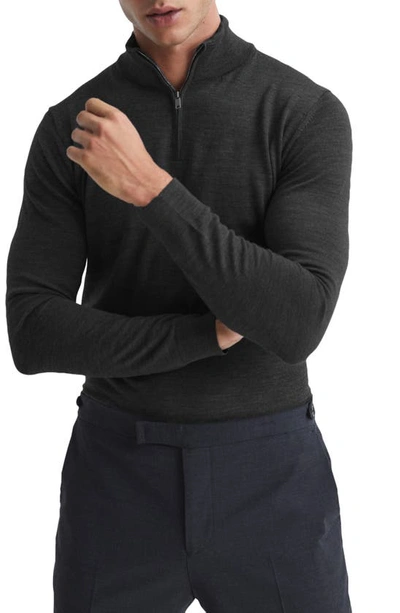 Shop Reiss Blackhall Quarter Zip Merino Wool Sweater In Slate