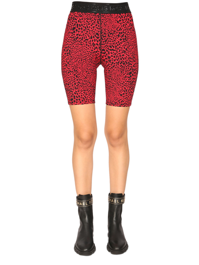 Shop Michael Michael Kors Cyclist Bermuda Shorts With Elastic Band In Red