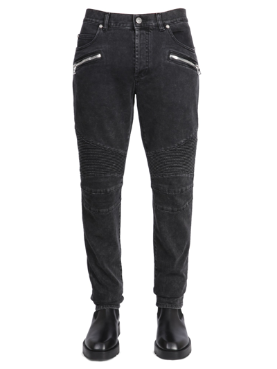 Shop Balmain Jeans In Denim In Black
