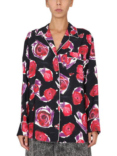 Shop Marni Floral Print Shirt In Multicolour