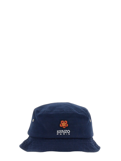 Shop Kenzo Bucket Hat With Logo In Blue