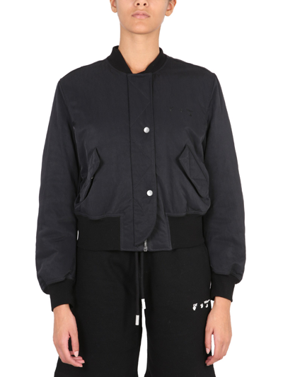 Off-white Embroidered Logo Bomber Jacket In Black
