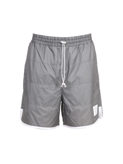 Shop Thom Browne Sporty Ripstop Bermuda In Silver