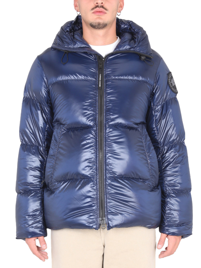 Shop Canada Goose Down Jacket With Hood In Blue