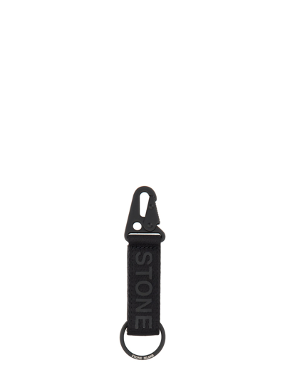 Shop Stone Island Keychain With Carabiner In Black