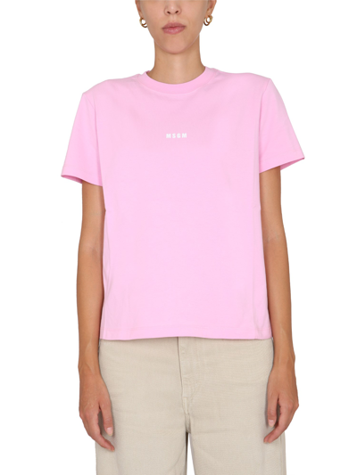 Shop Msgm Micro Logo T-shirt In Pink