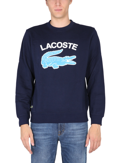Shop Lacoste Crewneck Sweatshirt In Blue