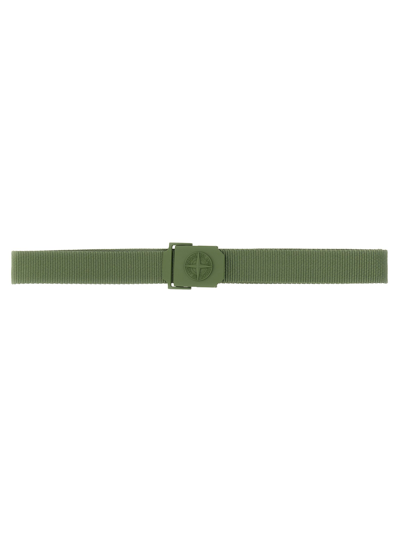 Shop Stone Island Belt With Logo Buckle In Green