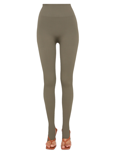 Shop Andreädamo Ribbed Leggings In Green