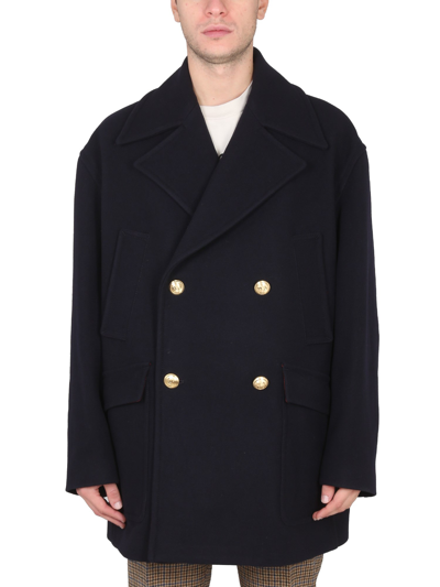 Palm Angels Palm Tree-embroidered Coat In Blue