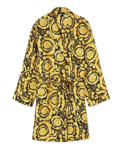 Shop Versace Robe With Baroque Print In Multicolour