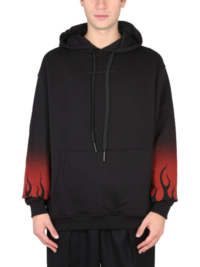 Shop Vision Of Super "negative Flames" Hoodie In Black
