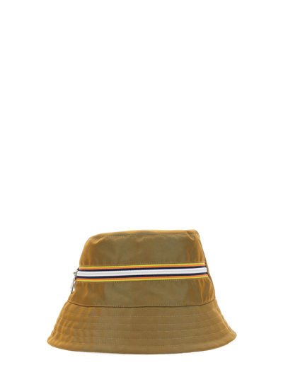 Shop K-way Bucket Hat With Zipper Logo In Gold