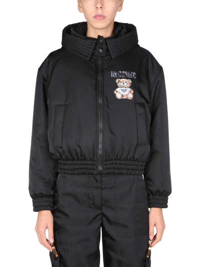 Shop Moschino Teddy Bear Jacket In Black