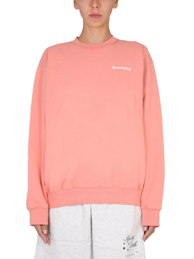 Shop Sporty And Rich Sweatshirt With Logo Print In Pink