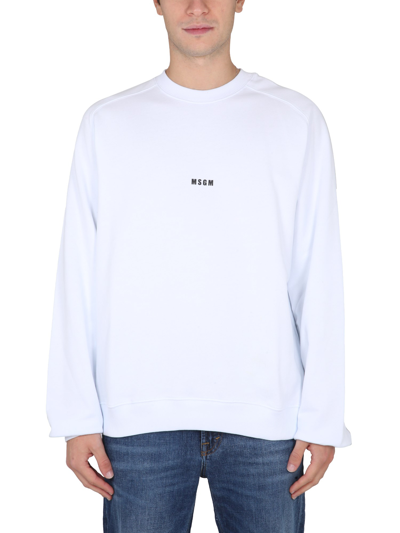 Shop Msgm Crewneck Sweatshirt In White