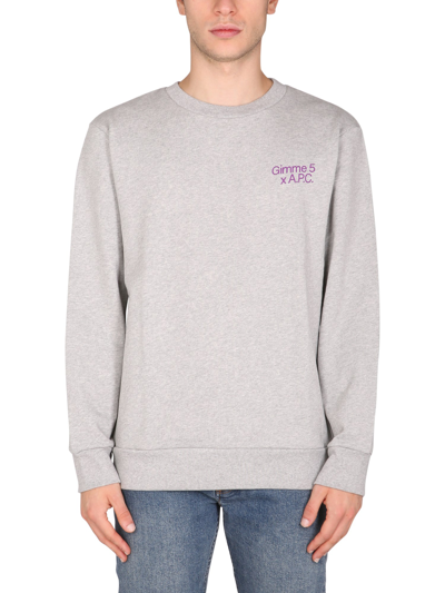 Shop Apc Cotton Jersey Sweatshirt In Grey