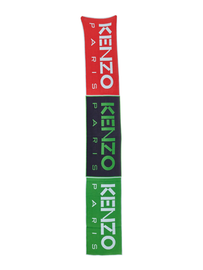 Shop Kenzo Scarf With Logo In Blue