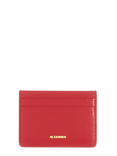 Shop Jil Sander Leather Card Holder In Red