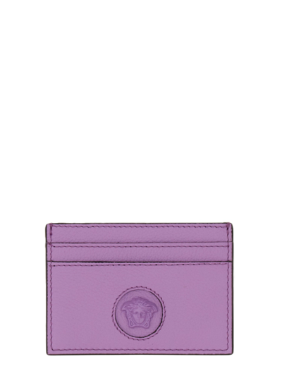 Shop Versace La Medusa Card Holder In Lilac
