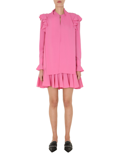 Shop Alexander Mcqueen Dress With Ruches In Pink