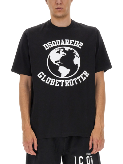 Shop Dsquared2 "globetrotter" T-shirt In Black