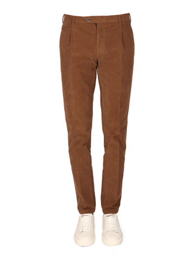 Shop Lardini Ribbed Pants In Brown