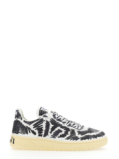 Marni X Veja V-10 Scribble-print Leather Trainers In Multicolour