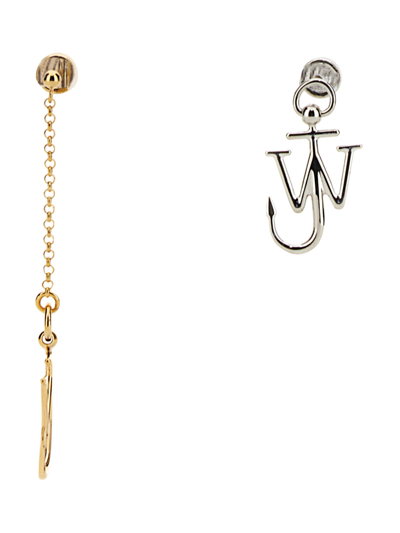 Shop Jw Anderson Asymmetric Anchor Earrings In Silver