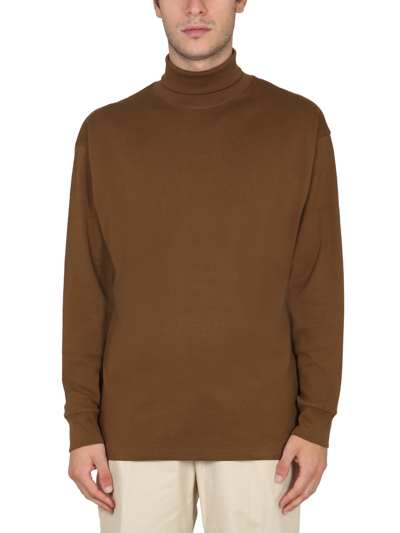 Shop Lemaire Turtleneck Shirt In Brown