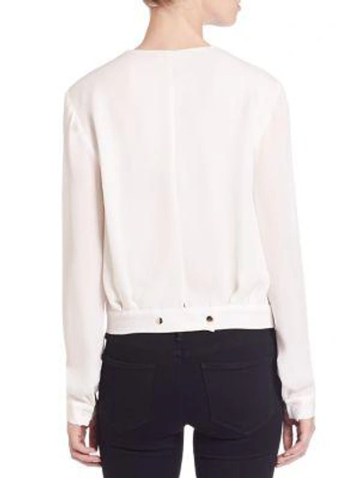 Shop L Agence Silk Snap-back Blouse In White