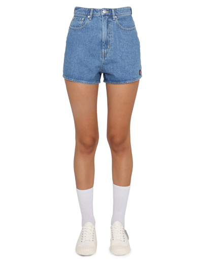 Shop Kenzo High Waisted Shorts In Blue