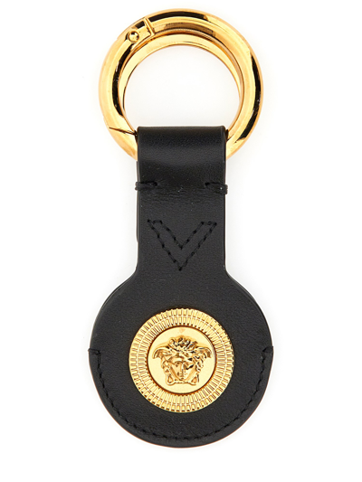 Shop Versace Medusa Keychain In Black