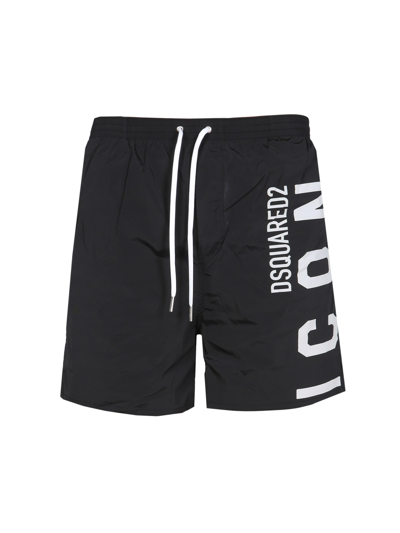 Shop Dsquared2 Swimsuit With Logo Print In Black