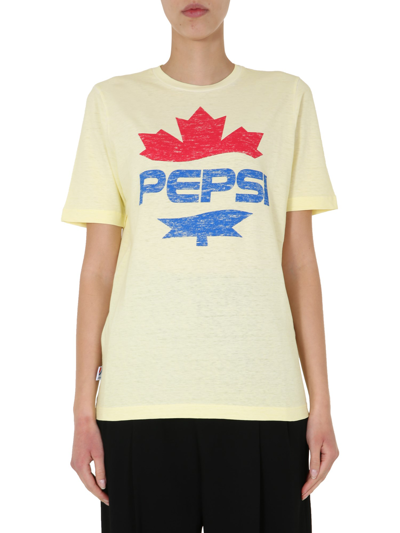 Shop Dsquared2 "pepsi" T-shirt In Yellow