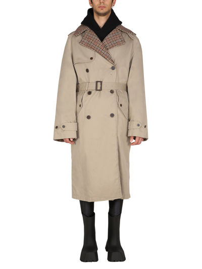 Balenciaga Double-breasted Reversible Trench Coat In Beige