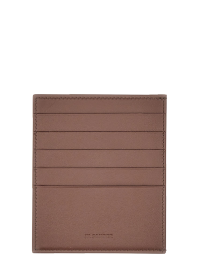 Jil Sander Embossed-logo Cardholder In Brown