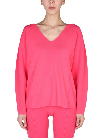 Shop Helmut Lang V-neck Sweater In Fuchsia