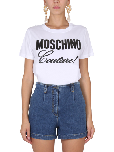Shop Moschino Crewneck T-shirt In White