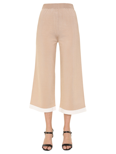 Shop Boutique Moschino Cropped Trousers In Beige