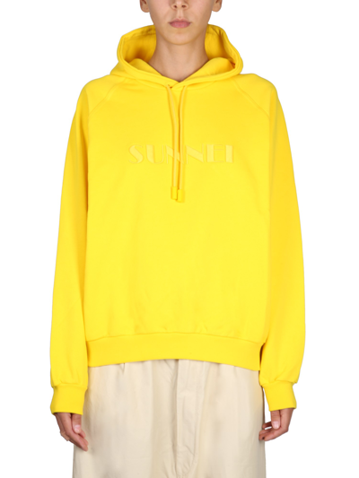 Shop Sunnei Cotton Sweatshirt In Yellow