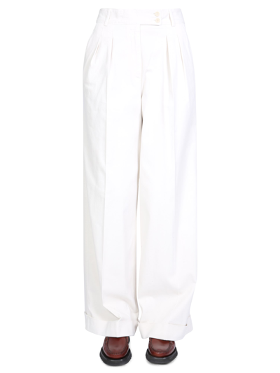 Shop Aspesi Wide Leg Pants In White