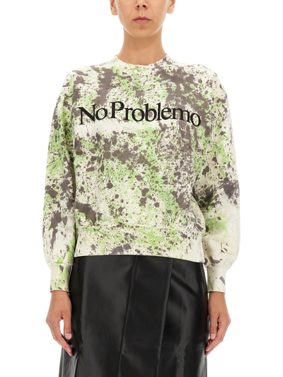 Aries Printed Sweatshirt | Size Medium | Ssar20222 In Multicolour