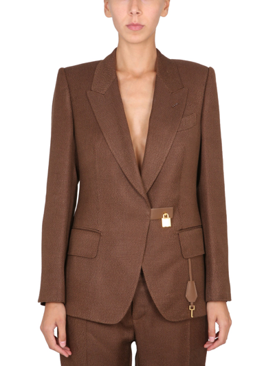 Shop Tom Ford Padlocked Jacket In Brown