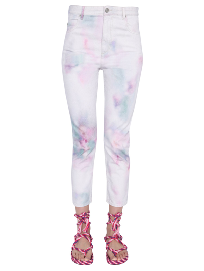 Shop Isabel Marant Étoile "wool" Printed Jeans In Lilac