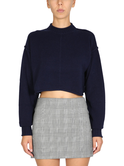 Max Mara Wool And Cashmere Crew Neck Sweater In Blue