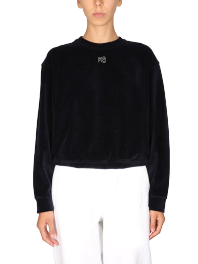 Shop Alexander Wang T Soft Velour Crewneck Sweatshirt In Black