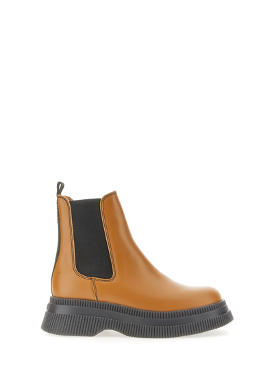 Shop Ganni Boot Chelsea Creepers In Brown
